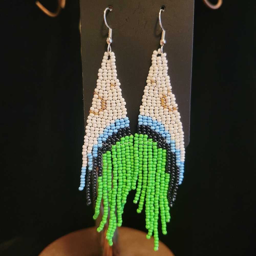 Bohemian Crescent Moon Beaded Earrings